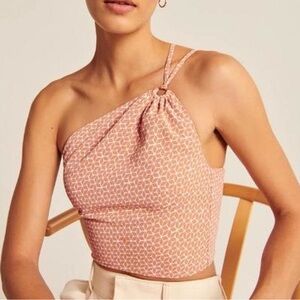 Abercrombie & Fitch One-Shoulder Orange Knot-Detail Crop Top